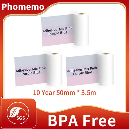 Thermal Paper Self-Adhesive Printable Sticker Label for M02 Series Label Printer Photo Paper 3 Rolls/Box Keep 20 Years