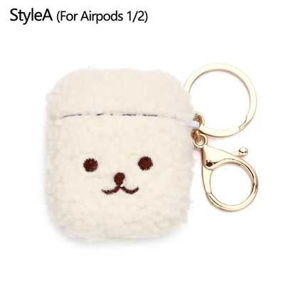 Cute Fluffy Bear Earphone Case Headphone Box Headphones Fur Case Earphone Cover for Apple Airpods 1 2 Pro|Airpods Charging Box