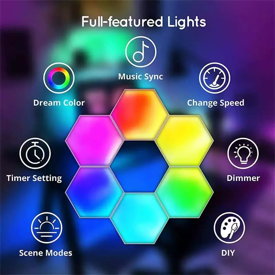 RGB Hexagonal Light Game Atmosphere Light Intelligent Voice Control Induction Bluetooth APP Remote Control Rhythm Light