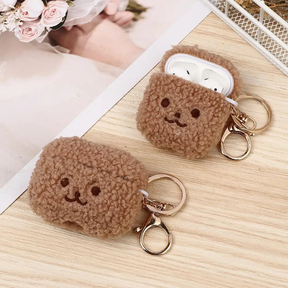 Cute Fluffy Bear Earphone Case Headphone Box Headphones Fur Case Earphone Cover for Apple Airpods 1 2 Pro|Airpods Charging Box