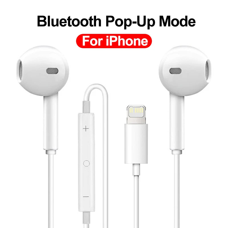 For Apple Original Headphones for Iphone 14 13 12 11 Pro Max Mini Lightning Earphones X XS XR 7 8 plus SE Wired Bluetooth Earbud