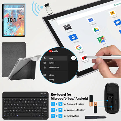 Android 13 Tablet 10 Inch Tablet with Keyboard Wireless Mouse Stylus,4G Phone Tablet,Octa Core Processor 1280X800 IPS Tablet/4Gb RAM 64GB ROM/13MP+5MP Camera Bluetooth Wifi Tablet,2024 Latest Tablet