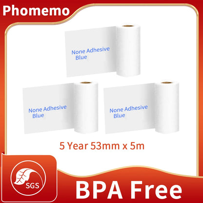 Thermal Paper Self-Adhesive Printable Sticker Label for M02 Series Label Printer Photo Paper 3 Rolls/Box Keep 20 Years