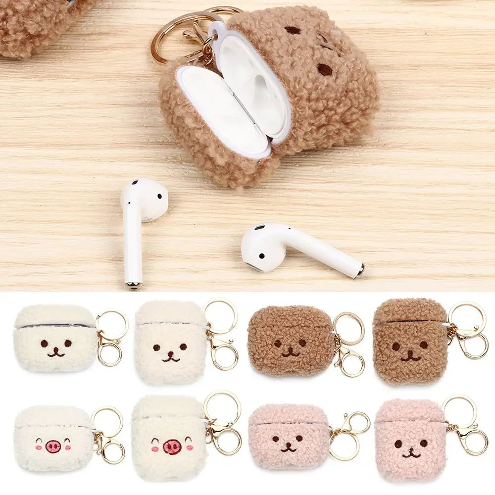 Cute Fluffy Bear Earphone Case Headphone Box Headphones Fur Case Earphone Cover for Apple Airpods 1 2 Pro|Airpods Charging Box